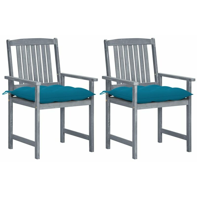 

Sillas de director 2 uds madera maciza de acacia y cojines gris