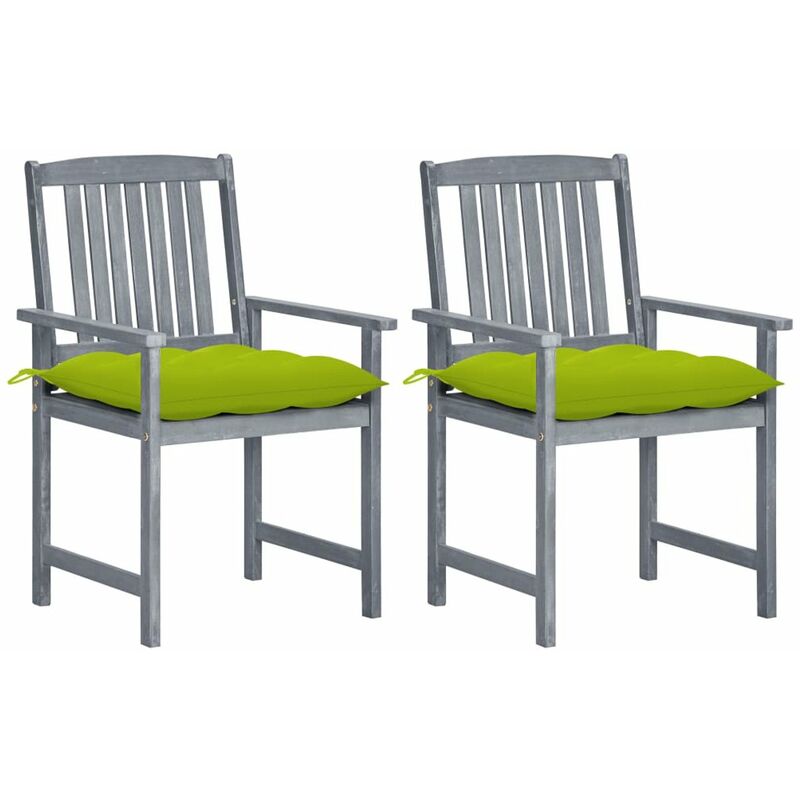 

Sillas de director 2 uds madera maciza de acacia y cojines gris