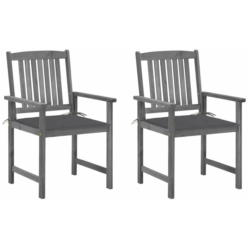 

Happyshopping - Sillas de director 2 uds madera maciza de acacia y cojines gris