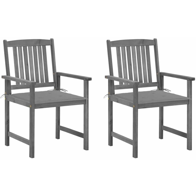 

Happyshopping - Sillas de director 2 uds madera maciza de acacia y cojines gris