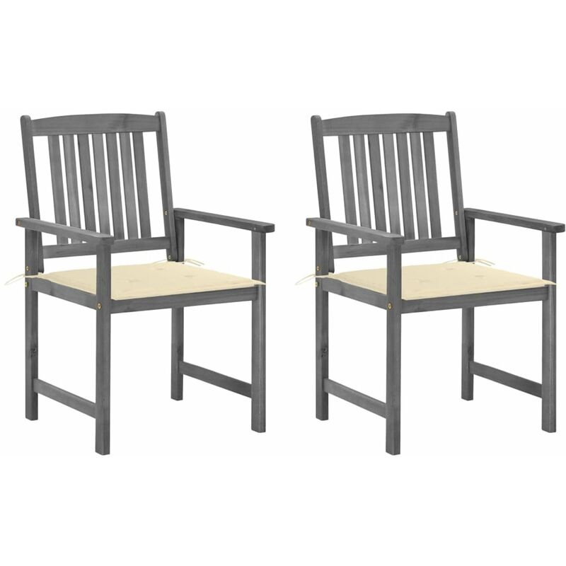 

Happyshopping - Sillas de director 2 uds madera maciza de acacia y cojines gris