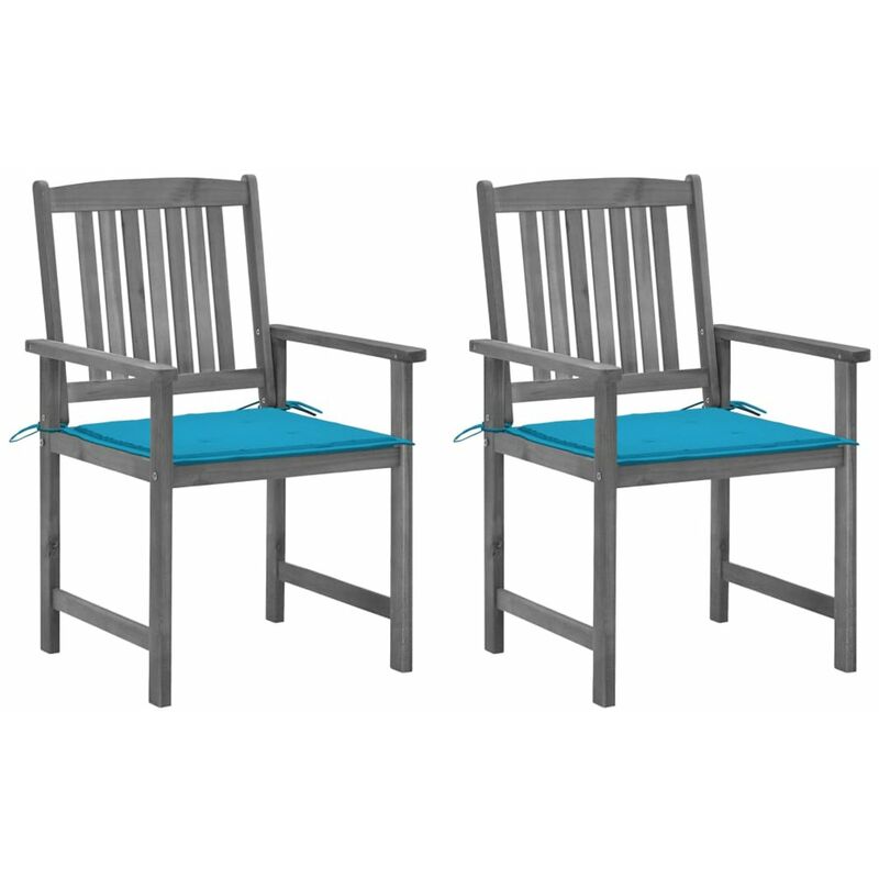 

Happyshopping - Sillas de director 2 uds madera maciza de acacia y cojines gris