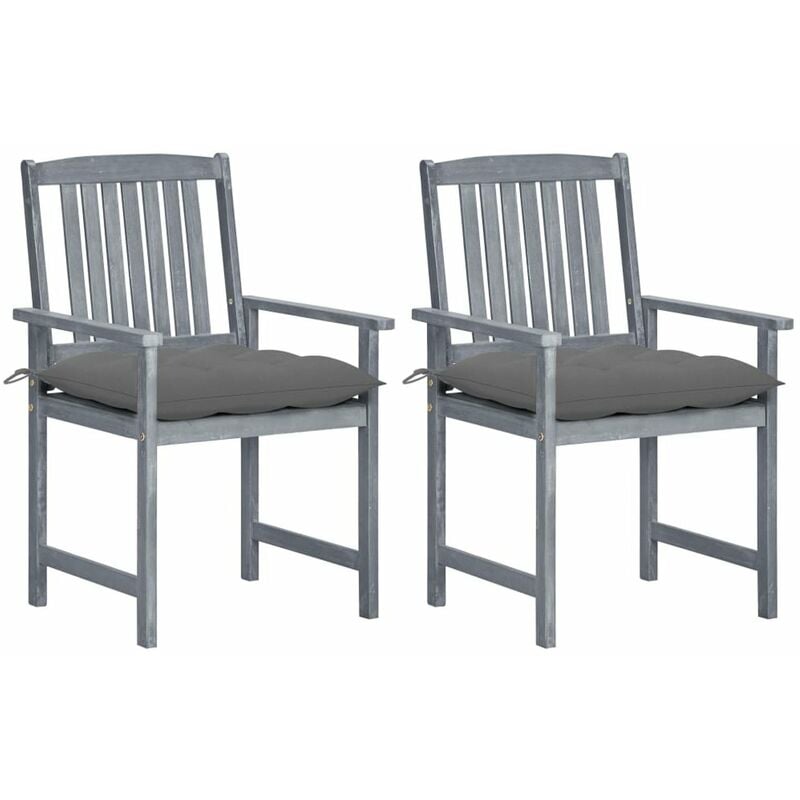 

Sillas de director 2 uds madera maciza de acacia y cojines gris