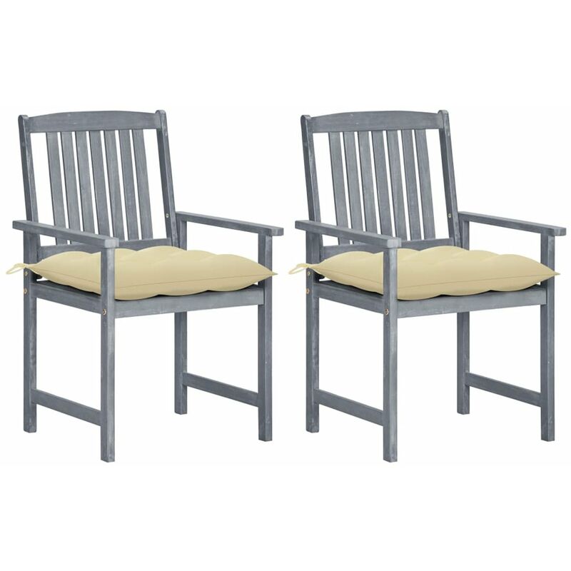 

Sillas de director 2 uds madera maciza de acacia y cojines gris