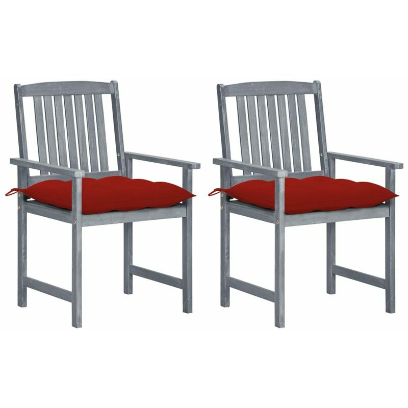 

Happyshopping - Sillas de director 2 uds madera maciza de acacia y cojines gris