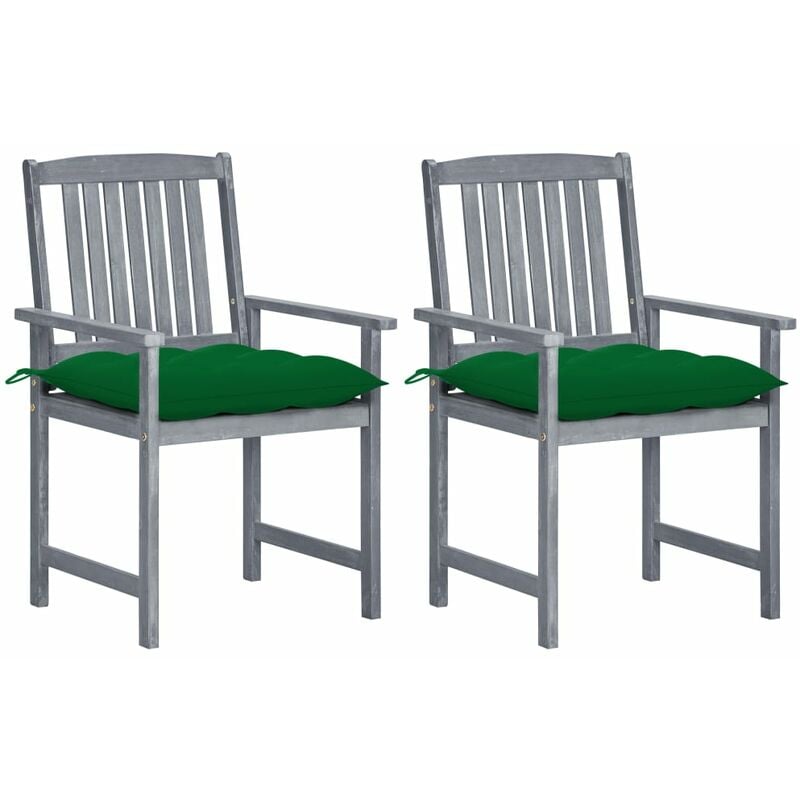 

Sillas de director 2 uds madera maciza de acacia y cojines gris