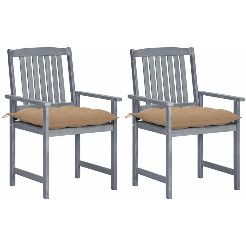 

Sillas de director 2 uds madera maciza de acacia y cojines gris
