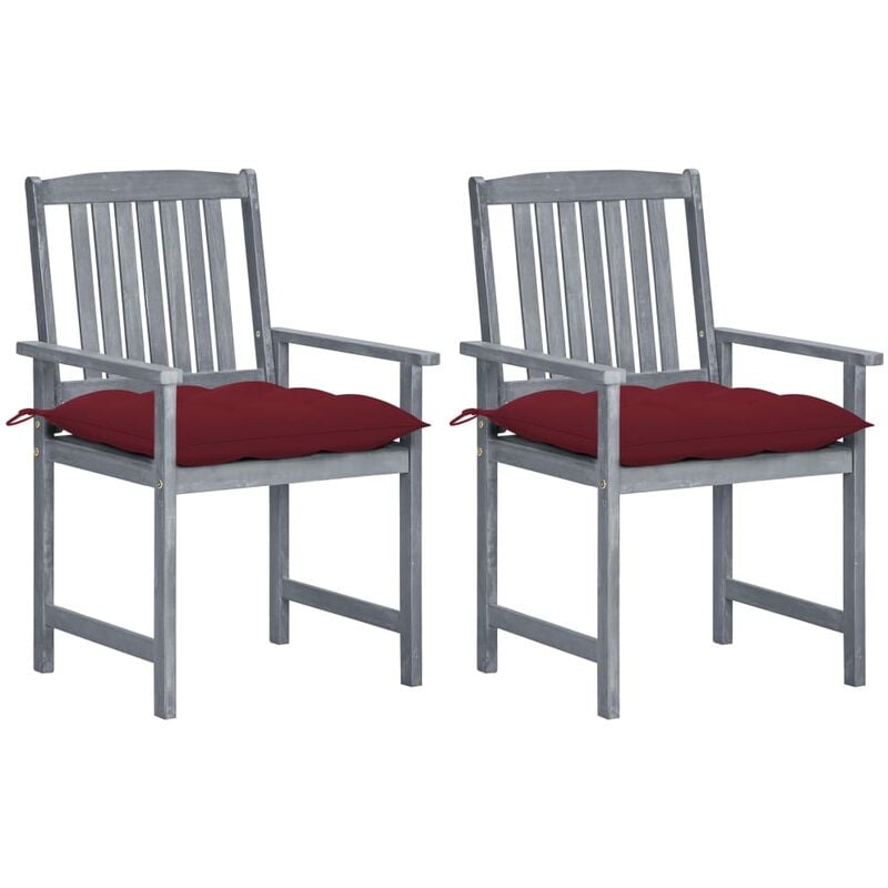 

Sillas de director 2 uds madera maciza de acacia y cojines gris