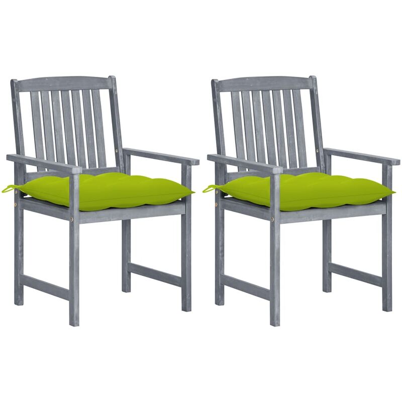 

Sillas de director 2 uds madera maciza de acacia y cojines gris