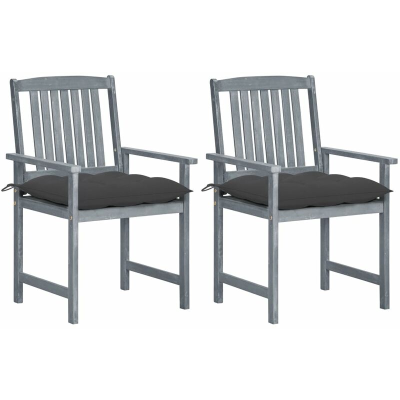 

Sillas de director 2 uds madera maciza de acacia y cojines gris