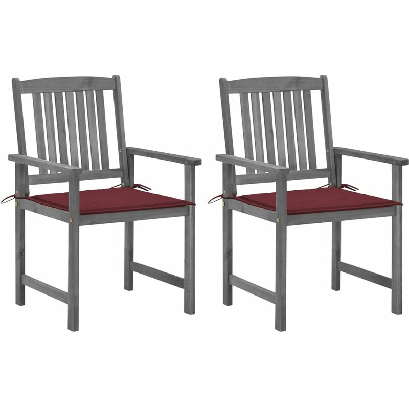 

Sillas de director 2 uds madera maciza de acacia y cojines gris