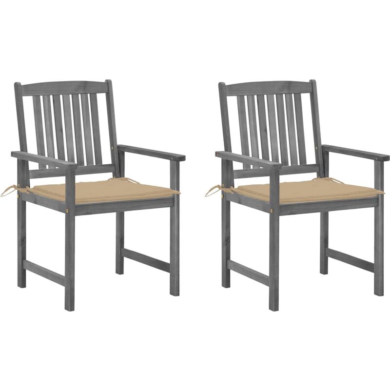 

Sillas de director 2 uds madera maciza de acacia y cojines gris