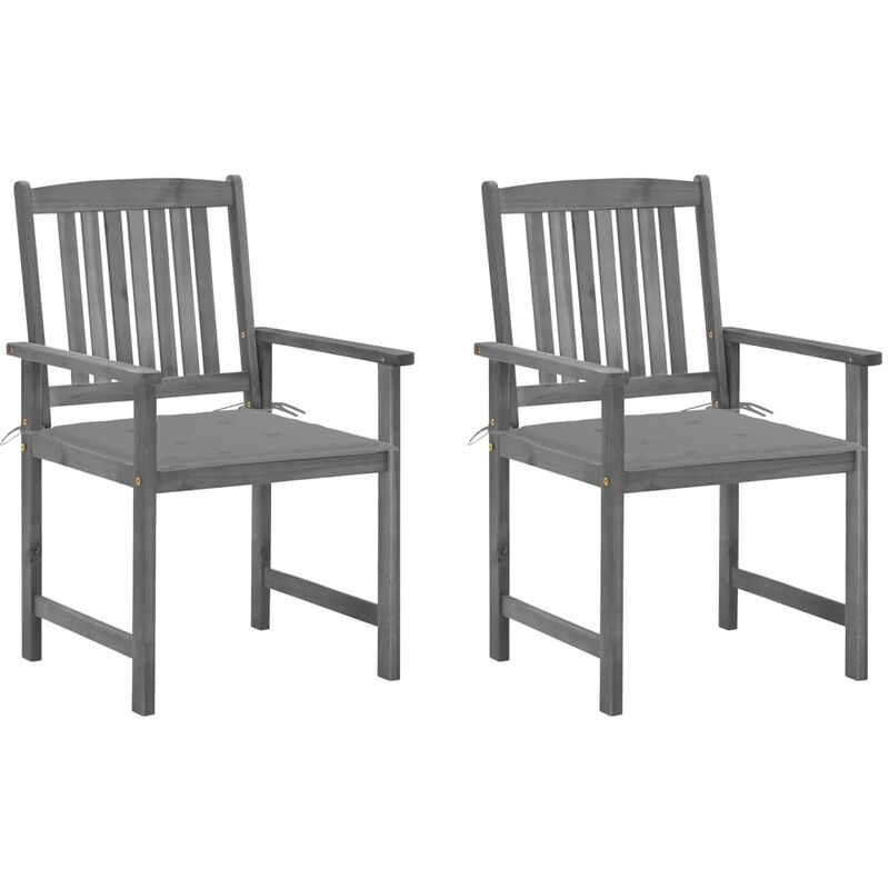 

Sillas de director 2 uds madera maciza de acacia y cojines gris - Gris