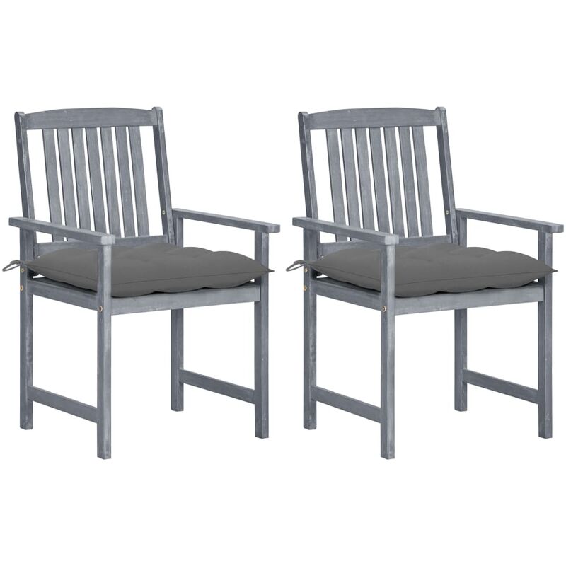 

Sillas de director 2 uds madera maciza de acacia y cojines gris - Gris