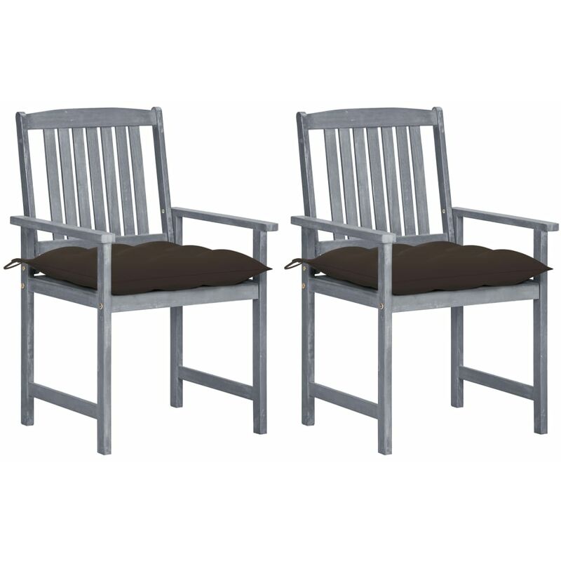 

Sillas de director 2 uds madera maciza de acacia y cojines gris - Gris