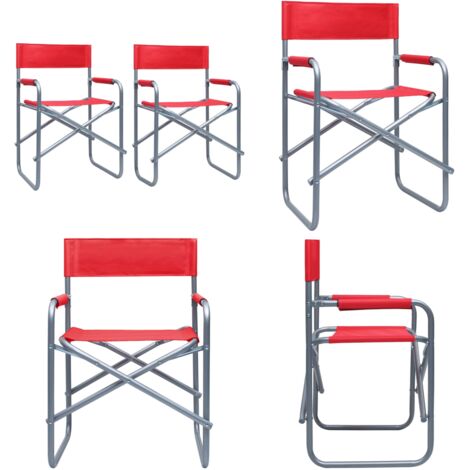 Sillas de director 2 unidades acero rojo - Sillas plegables - Sillas de camping