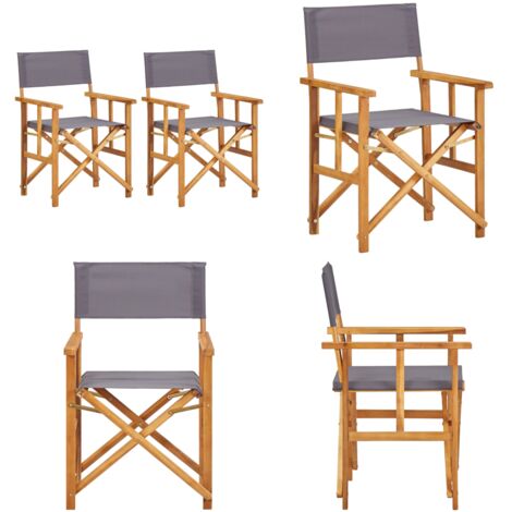 Sillas de director 2 unidades madera maciza de acacia - Sillas de camping - Sillas de playa