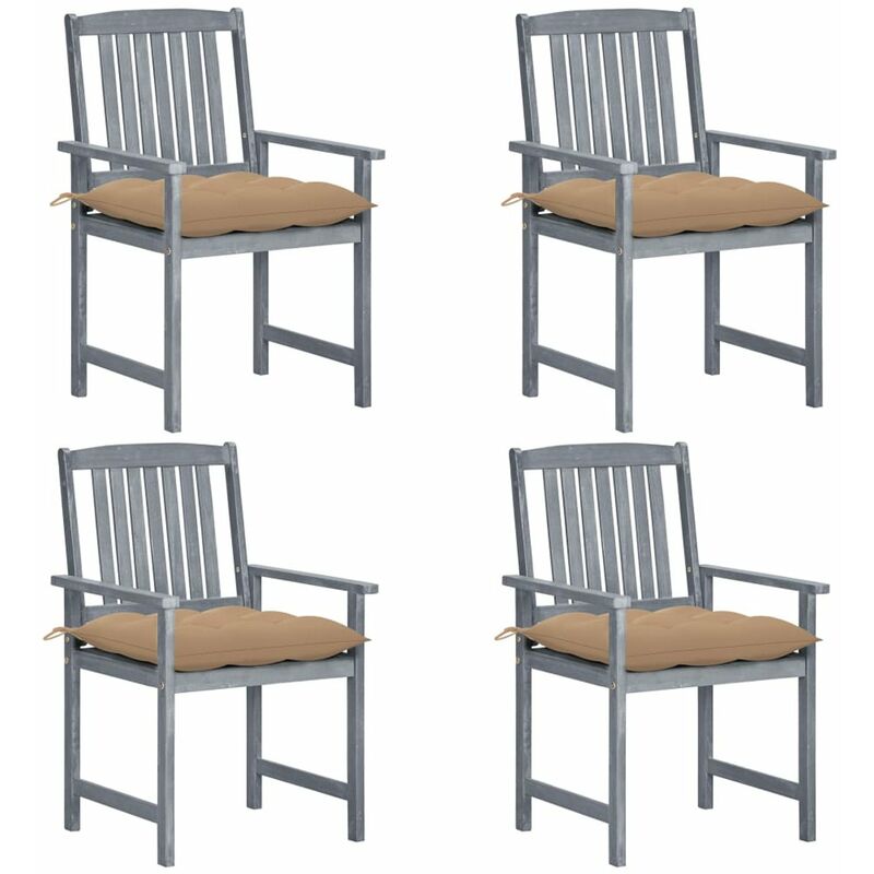 

Sillas de director 4 uds madera maciza de acacia y cojines gris