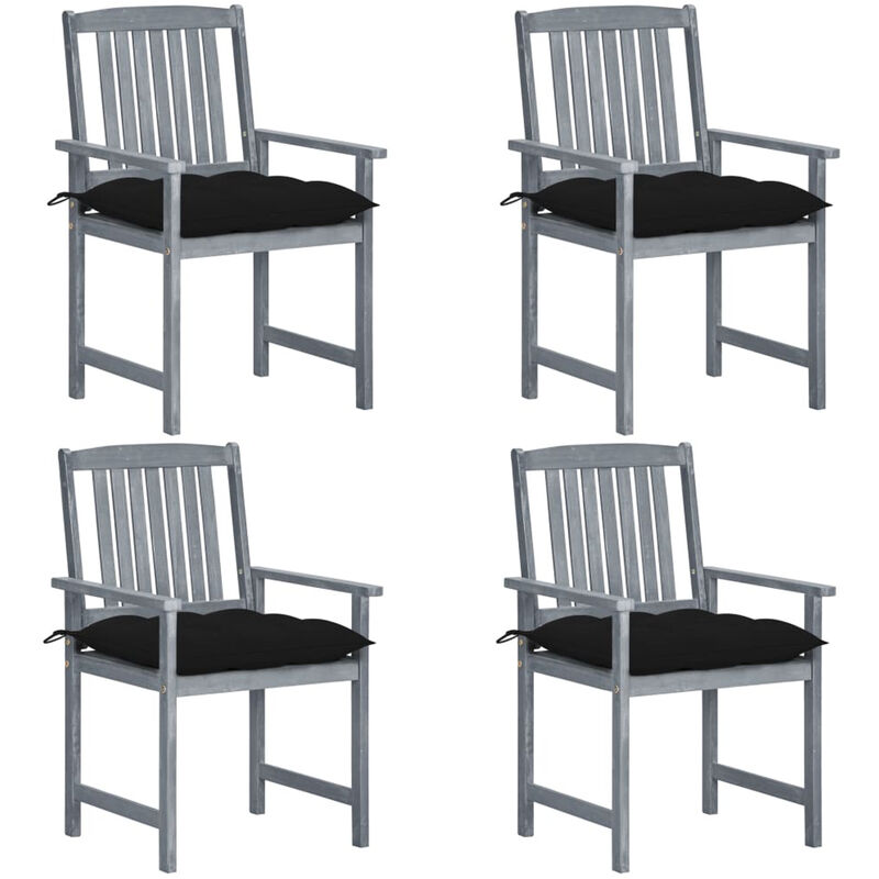 

Sillas de director 4 uds madera maciza de acacia y cojines gris
