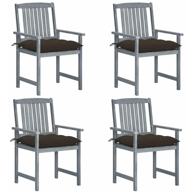 

Sillas de director 4 uds madera maciza de acacia y cojines gris