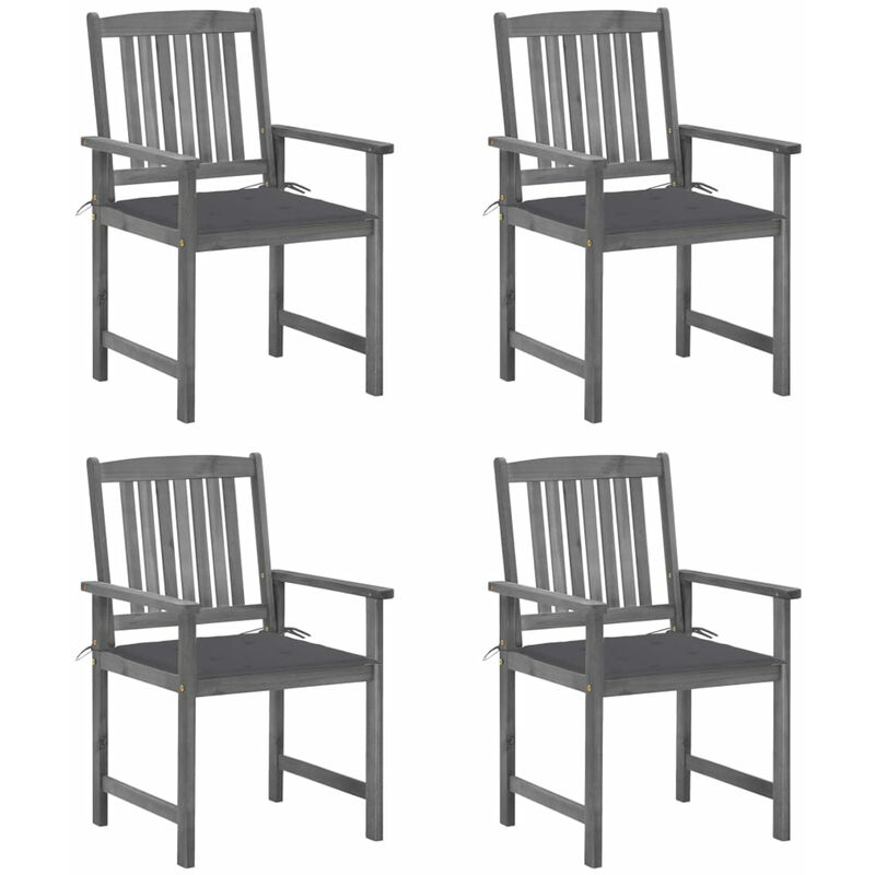 

Happyshopping - Sillas de director 4 uds madera maciza de acacia y cojines gris