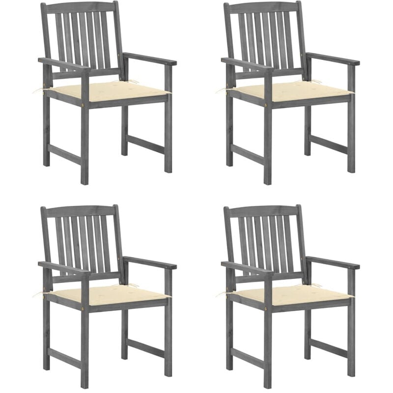

Happyshopping - Sillas de director 4 uds madera maciza de acacia y cojines gris