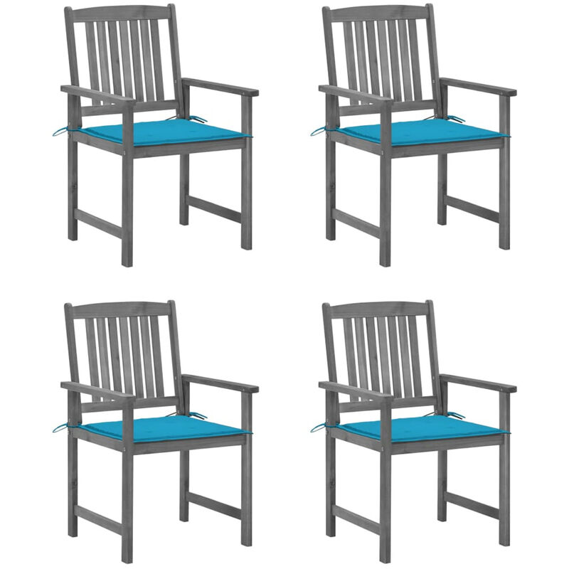 

Happyshopping - Sillas de director 4 uds madera maciza de acacia y cojines gris