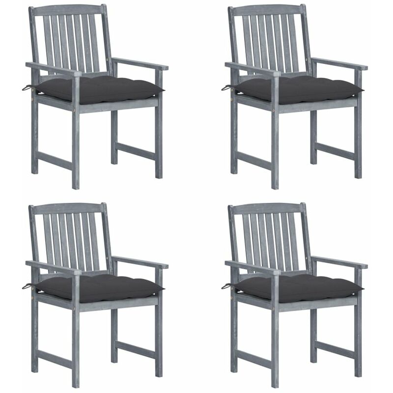 

Sillas de director 4 uds madera maciza de acacia y cojines gris