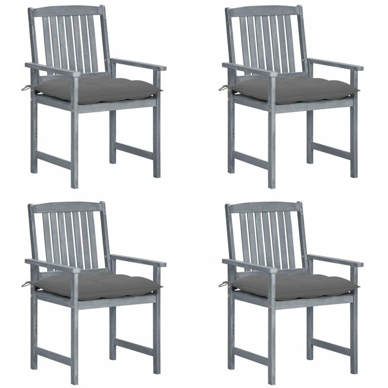 

Sillas de director 4 uds madera maciza de acacia y cojines gris