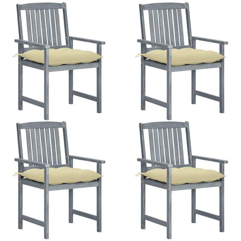 

Sillas de director 4 uds madera maciza de acacia y cojines gris