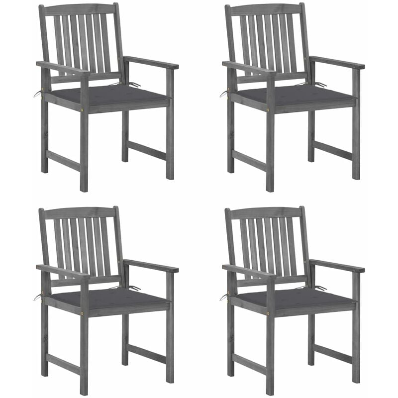 

Sillas de director 4 uds madera maciza de acacia y cojines gris
