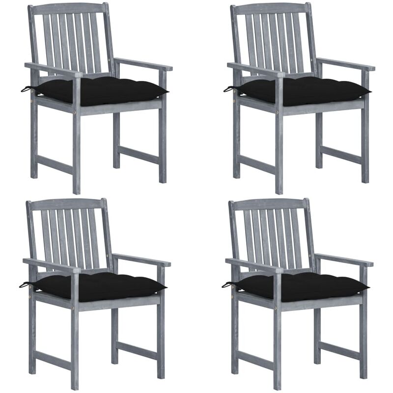 

Sillas de director 4 uds madera maciza de acacia y cojines gris