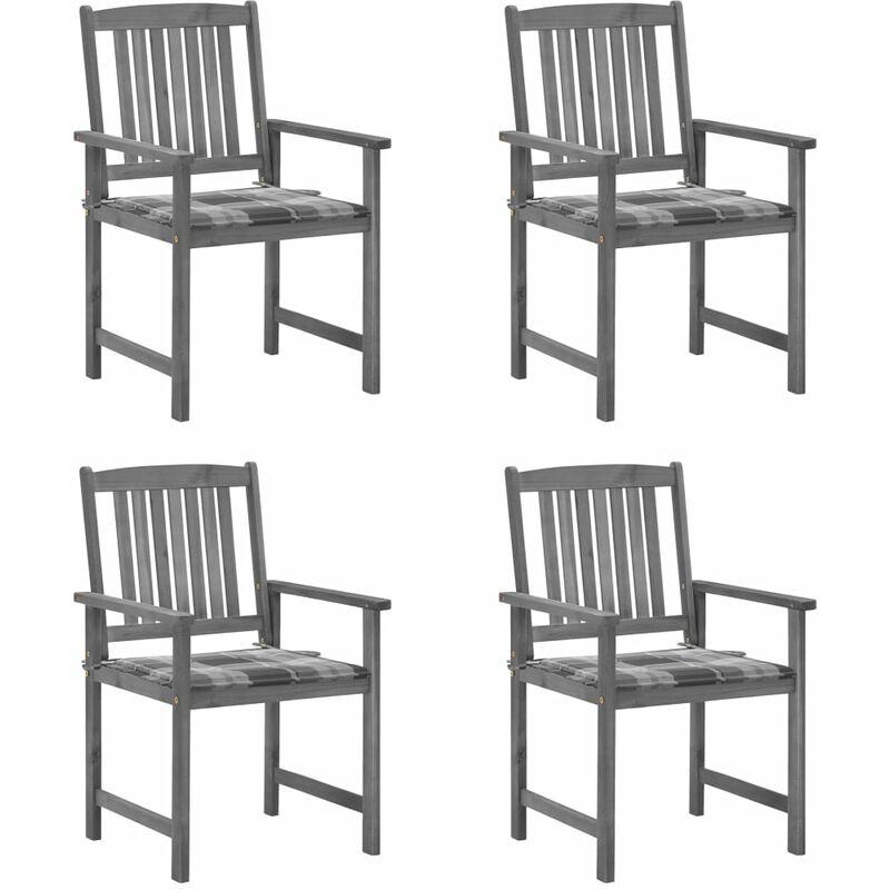

Sillas de director 4 uds madera maciza de acacia y cojines gris