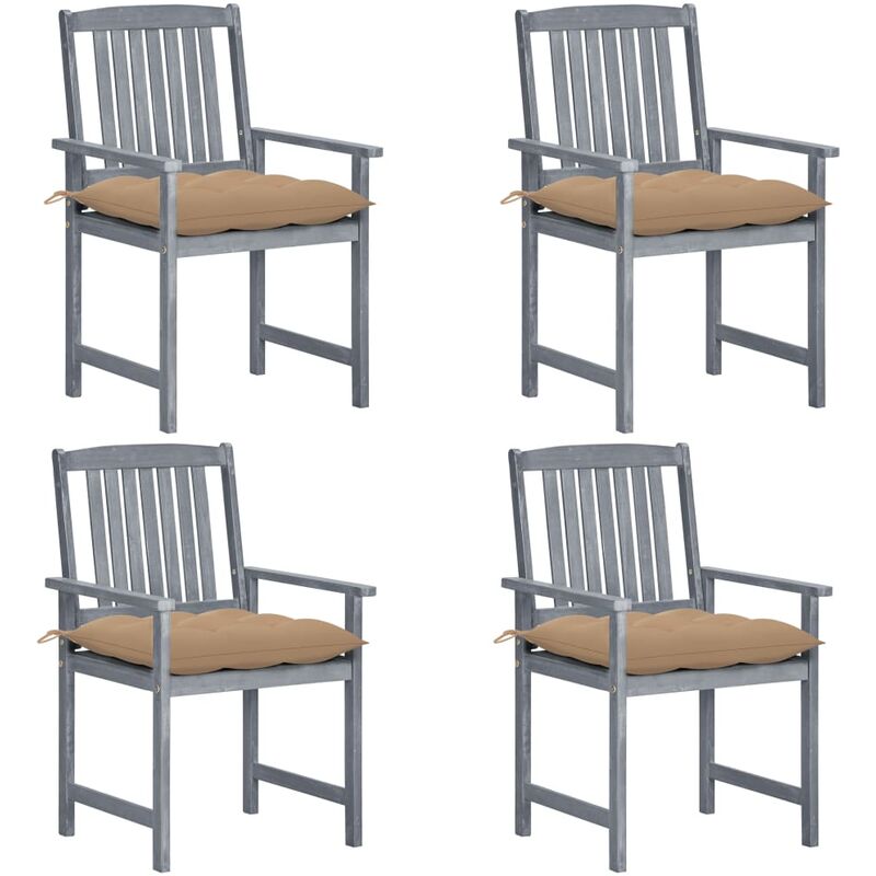

Sillas de director 4 uds madera maciza de acacia y cojines gris