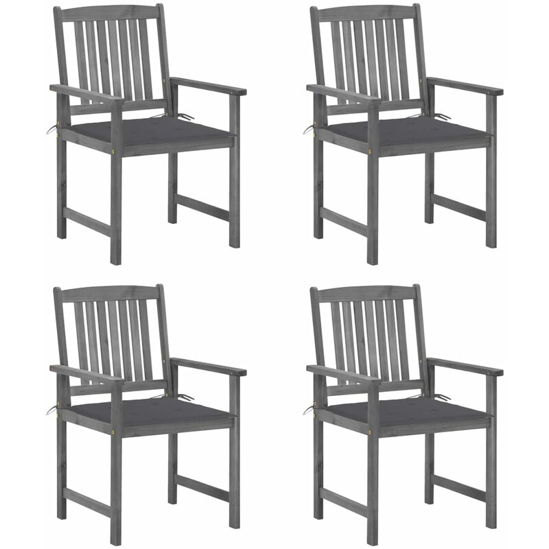 

Sillas de director 4 uds madera maciza de acacia y cojines gris - Gris