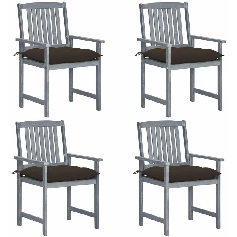 

Youthup - Sillas de director 4 uds madera maciza de acacia y cojines gris - Gris