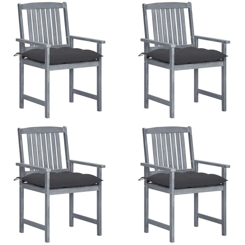 

Youthup - Sillas de director 4 uds madera maciza de acacia y cojines gris - Gris