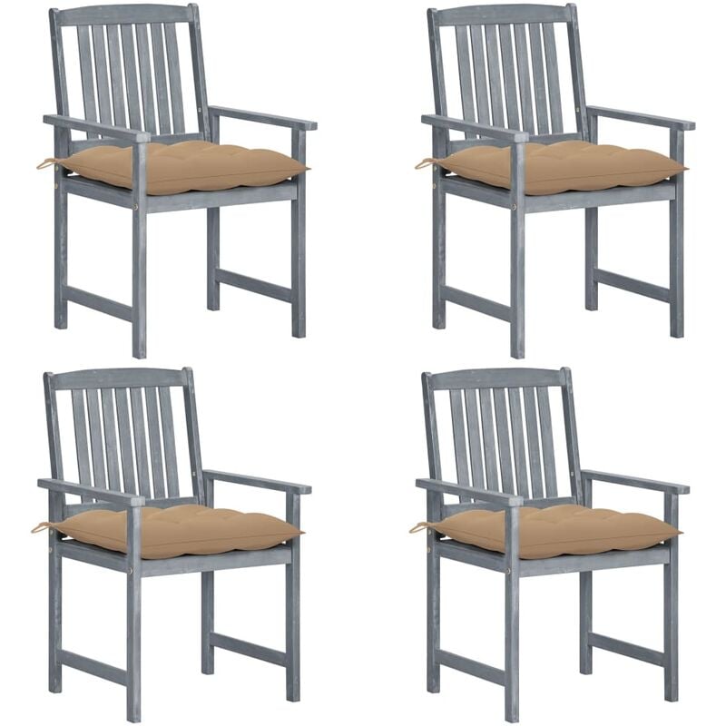 

Youthup - Sillas de director 4 uds madera maciza de acacia y cojines gris - Gris