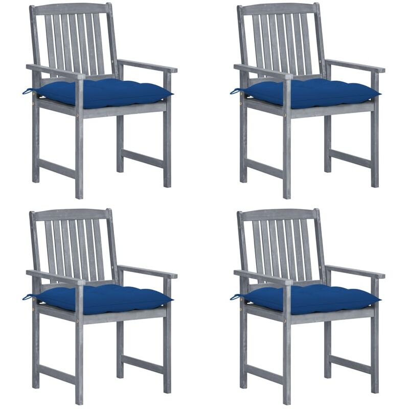 

Youthup - Sillas de director 4 uds madera maciza de acacia y cojines gris - Gris