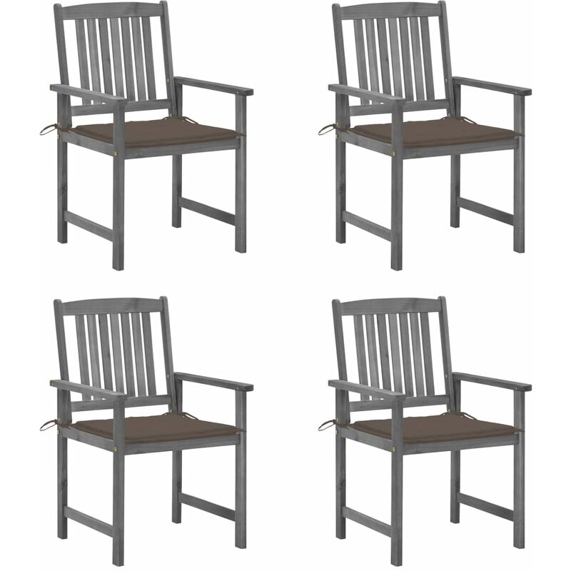 

Youthup - Sillas de director 4 uds madera maciza de acacia y cojines gris - Gris