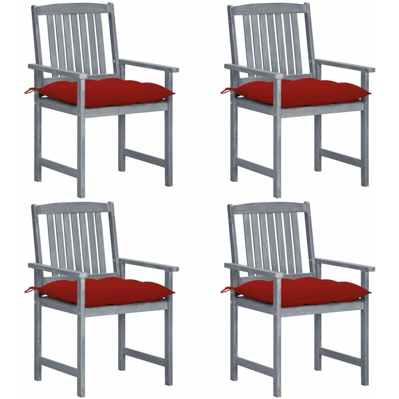 

Youthup - Sillas de director 4 uds madera maciza de acacia y cojines gris - Gris