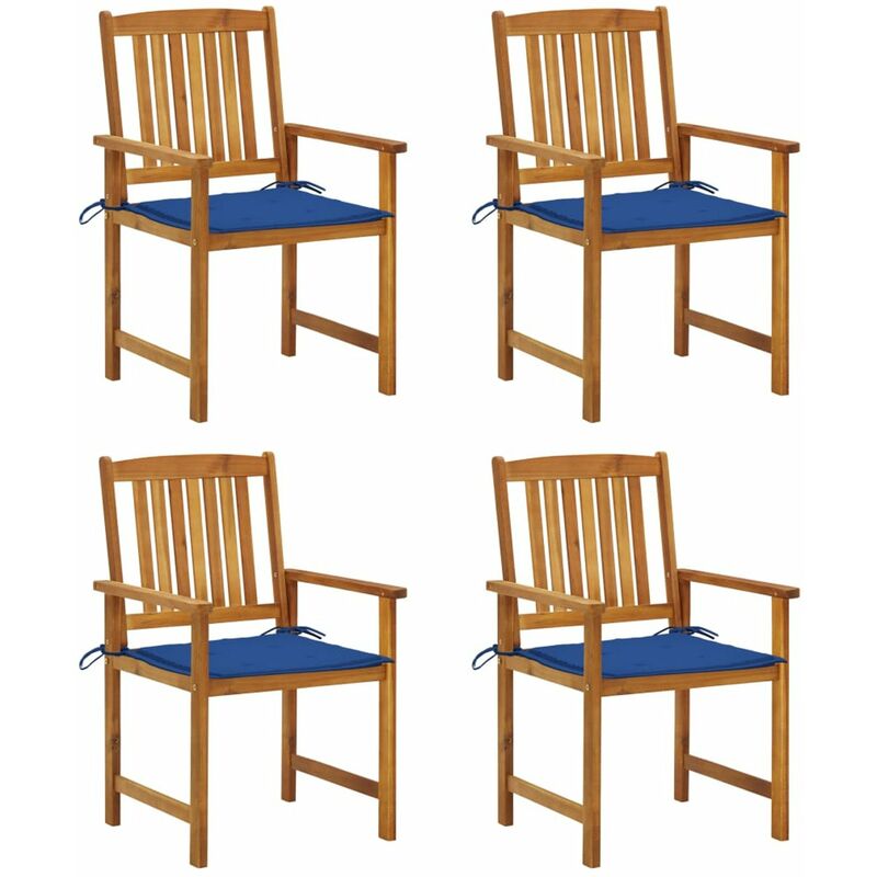 

Sillas de director 4 unidades madera maciza de acacia y cojines