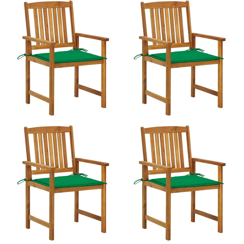 

Happyshopping - Sillas de director 4 unidades madera maciza de acacia y cojines