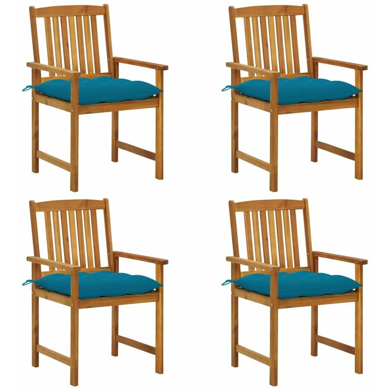 

Happyshopping - Sillas de director 4 unidades madera maciza de acacia y cojines