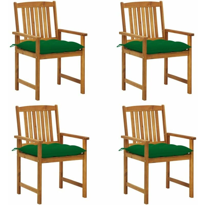 

Happyshopping - Sillas de director 4 unidades madera maciza de acacia y cojines