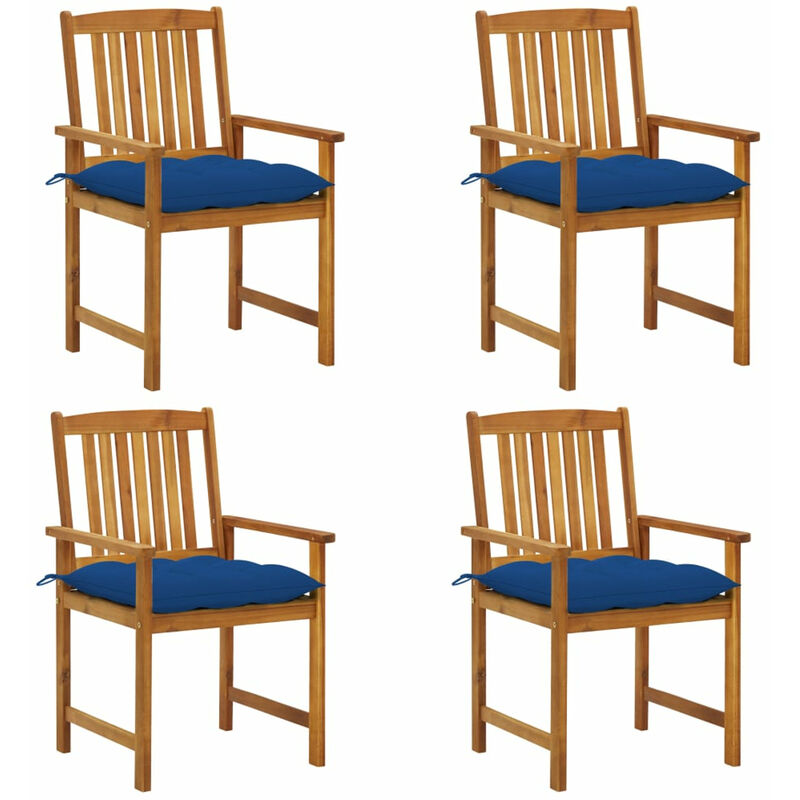 

Happyshopping - Sillas de director 4 unidades madera maciza de acacia y cojines