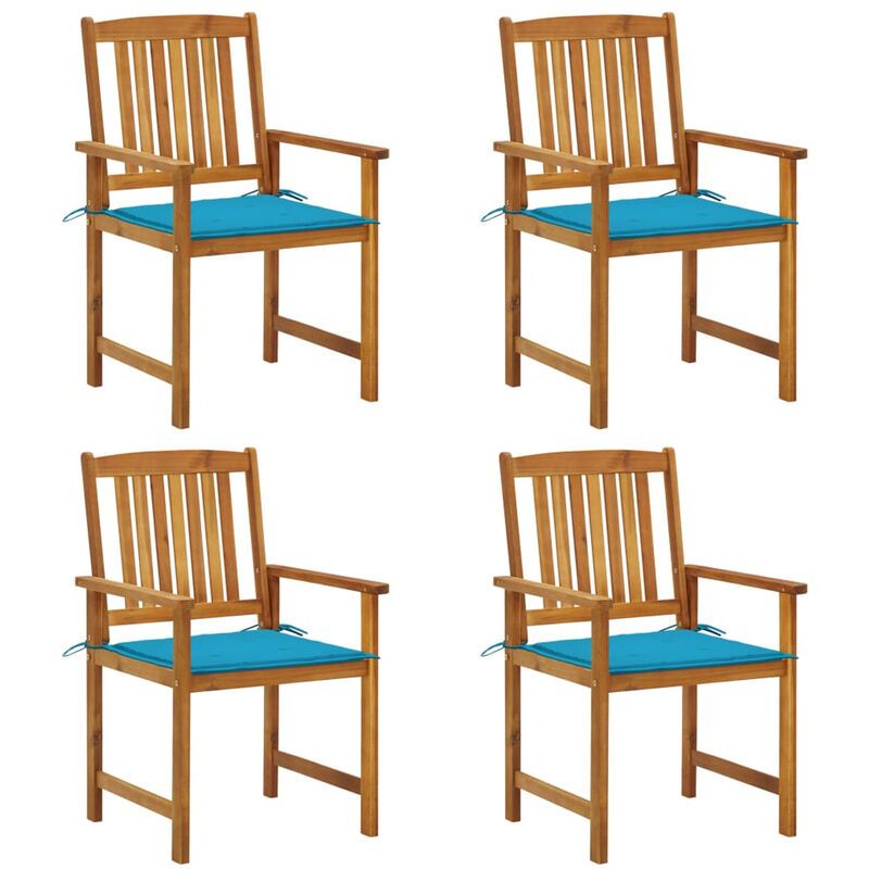 

Happyshopping - Sillas de director 4 unidades madera maciza de acacia y cojines