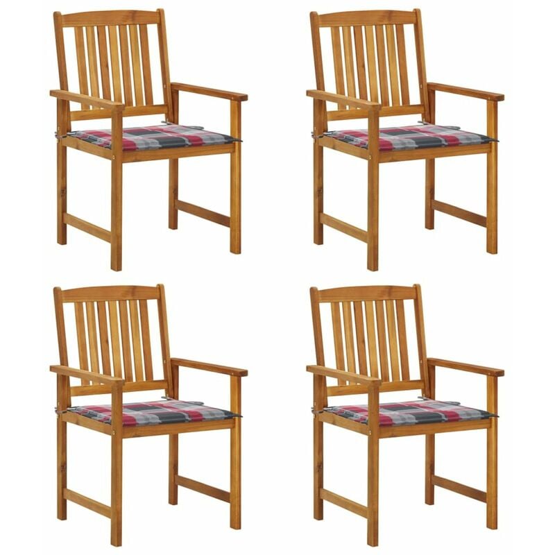 

Sillas de director 4 unidades madera maciza de acacia y cojines
