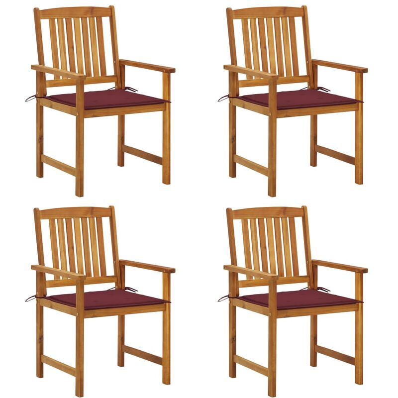 

Sillas de director 4 unidades madera maciza de acacia y cojines