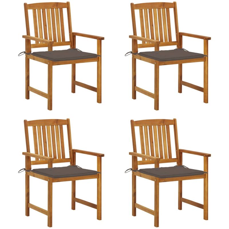 

Sillas de director 4 unidades madera maciza de acacia y cojines